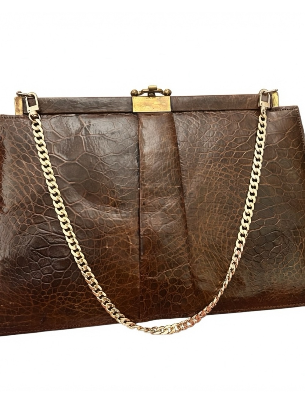 Striking Vintage Mid-Century Oversized Alligator Skin Convertible Frame 1950